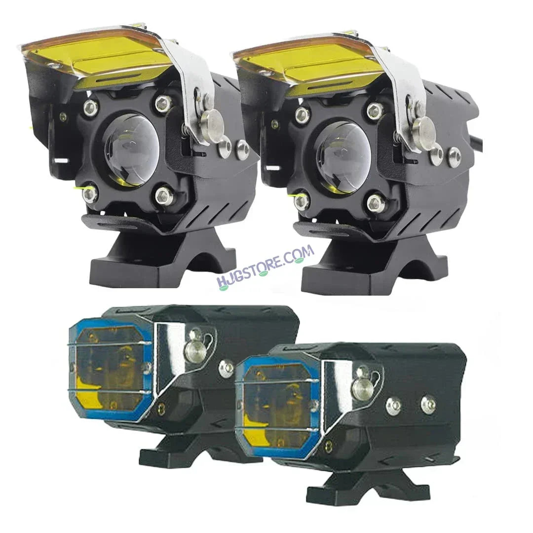 HJG Transformer 1 LED Projector Foglight 100W with Fixed Yellow Filter Cap Wide Spread White/Yellow 100W 2pc Foglight Ultra Wide Dual Intensity LED Driving Fog Lights 3000K/6500K Universal For All Cars & Bikes LIU HJG Transformer 1 LED Foglight, Pack of 2 - Biker.Store - www.biker.store