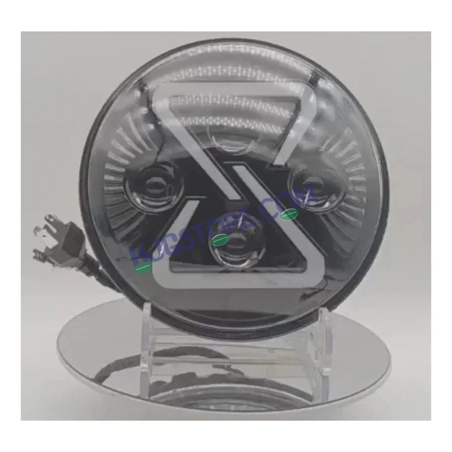 HJG 7 Inch Z Shape Animated Blue DRL White LED Headlight New Model Z Shape Headlight Assembly for Thar Royal Enfield | 75-120W CREE/Osram LED Chip Multi color Compatible with Royal Enfield, Jeep, Thar, Gypsy - Biker.Store - www.biker.store