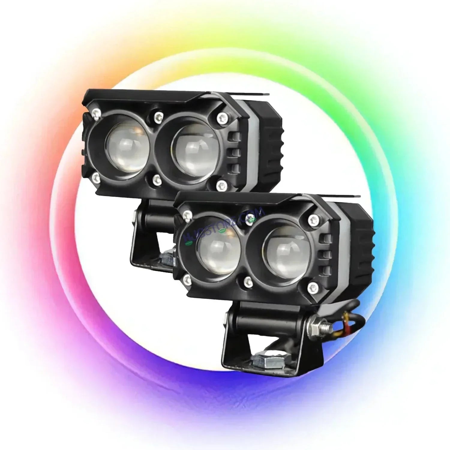 HJG M Series RGB DRL 2 Lens Projector Lens 2pc Foglight RGB DRL Modes 2 Lens LED Projector Fog Lens 50W with RGB DRL Foglight Ultra Wide Dual Intensity LED Fog Lights White/Yellow/RGB DRL Projector (50W) Universal For All Cars & Bikes LIU HJG RGB Foglight - Biker.Store - www.biker.store
