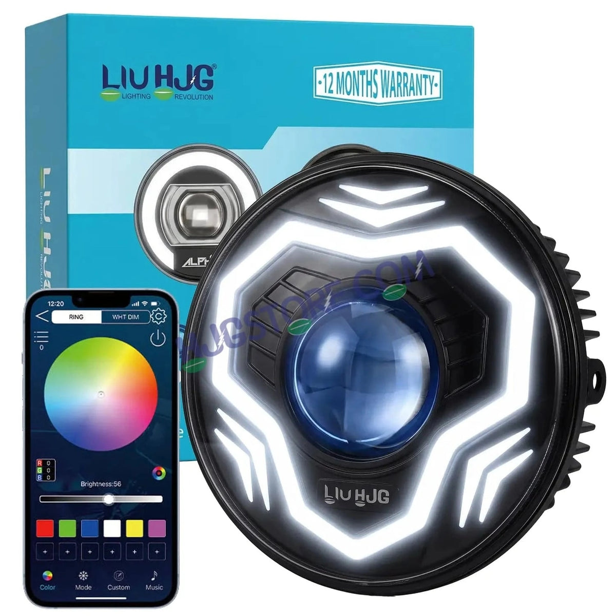 HJG C-292 Prime App-Controlled RGB DRL 7 Inch Headlight Assembly White Amber 7 Inch Headlight Assembly 108W Projector Ultra Wide C-292 LED Headlight Assembly | 108W CREE/Osram LED Chip RGB App Control DRL Compatible with Royal Enfield, Jeep, Thar, Gypsy - Biker.Store - www.biker.store