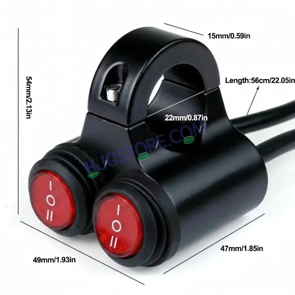 HJG 2 x 3-Way Motorcycle Handlebar Switch 12V CNC Metal Switch - 7/8" 22mm Motorcycle Handlebar Control Cluster for Headlight, Electric Start, Turn Signal & Hazard Light Motorcycle 2 x 3-Way Handlebar Switch For All Motorcycles - Biker.Store - www.biker.store