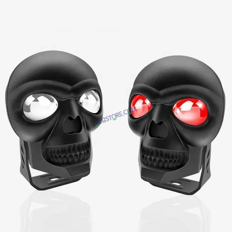 HJG Skull Red DRL Eye Foglight 120W Fog Light For Bike/Car/Thar/Jeep (Red Eye/Cool White/Yellow/Warm White, 120W) - Pack of 2 HJG New Model Skull Foglight, Pack of 2, Red DRL Skull - Biker.Store - www.biker.store