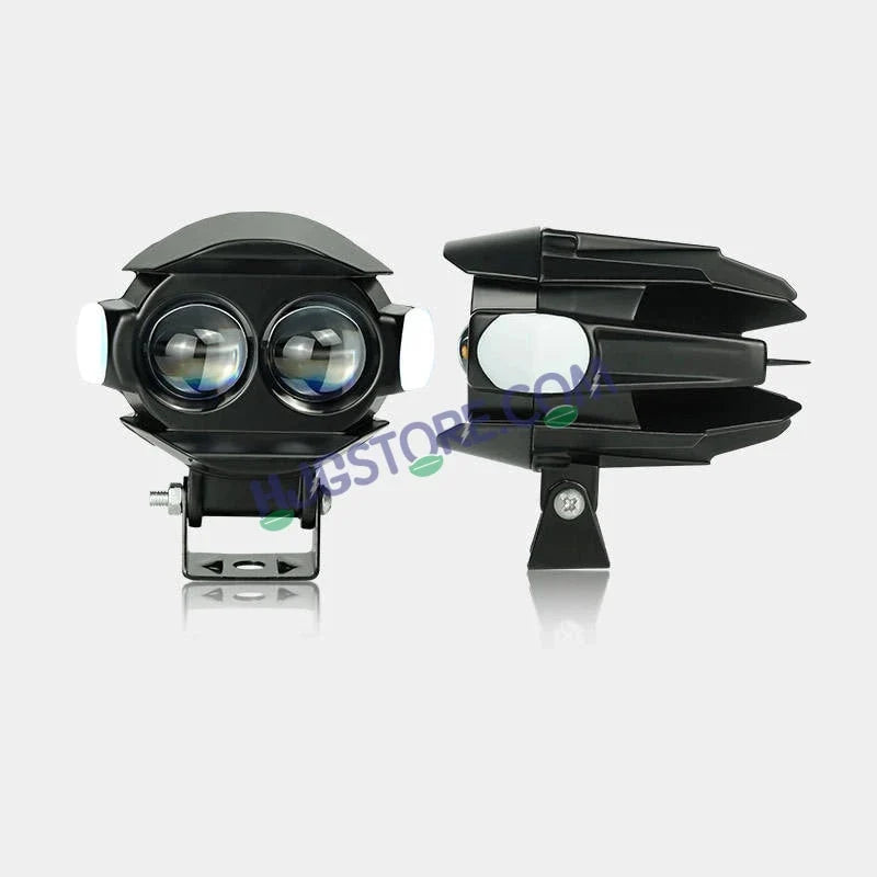 HJG New Alien 2 Lens Projector with Red Devil & Side Blue DRL LED Fog Light Dual Lens Projector Shot Fog Light For Bike/Car/Thar/Jeep - Cool White/Yellow with Red DRL & side Blue DRL, Pack of 1 LIU HJG Alien 2 Lens Projector Fog Light with Red Blue Devil - HJGstore.com