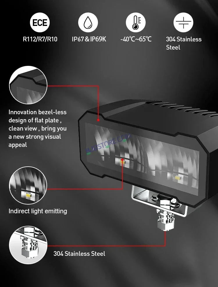 HJG W26 Bezelless Blade 2pc CREE Lens Foglight 120W Square Edge W26 Bezelless Blade 2pc Foglight 120W Foglight Ultra Wide Intensity LED Foglight White CREE Spread Foglight (120W) Universal For All Cars & Bikes LIU HJG W26 Bezelless Blade Lens Foglight 2pc - Biker.Store - www.biker.store