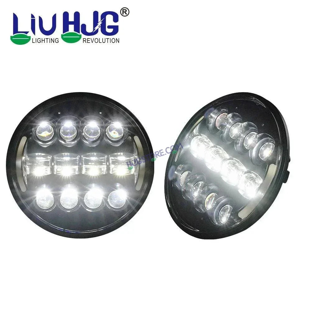 HJG 7 Inch Led Headlight Assembly Halo Lights Dual Color Yellow White 7 Inch Round Motorcycle Lights For Jeeps Universal Car Compatible with Royal Enfield, Jeep & Harley Davidson Tuff Plus New 231046 - Biker.Store - www.biker.store