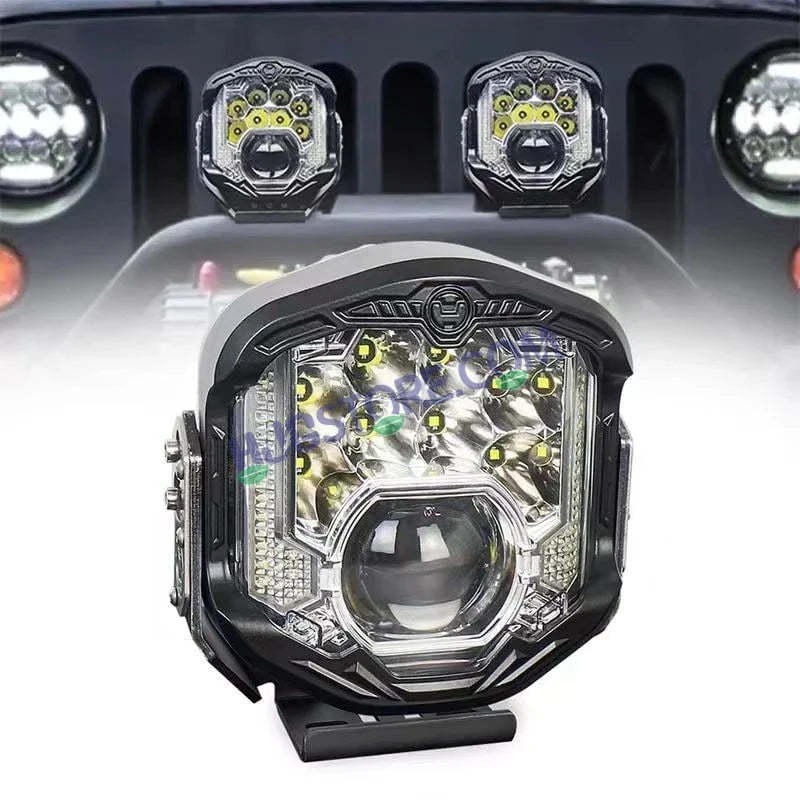HJG GodsEye Side Shooter 1 LED with 8 CREE LED White/Red Off Road 7 inch 95W LED Headlight Spot Light Fog Light Universal For Bike, Truck, Jeep, Car Bike Led Headlights LED Fog Lights For Motorcycle Car SUV Lights, Pack of 1 LIU HJG GodsEye Side Shooter - Biker.Store - www.biker.store