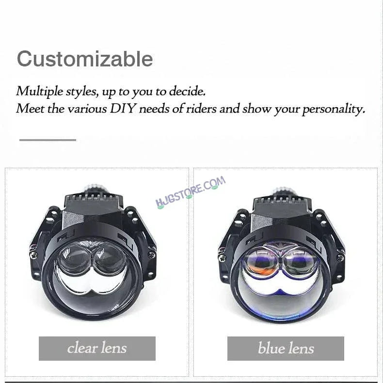 HJG 3 Inch Bi LED Car Projector 140W H8/H9/H11/H16 Foglight with Laser Spot and Wide Spread Red DRL/White/Yellow/Warm White Light 140W Foglight Ultra Wide Dual Intensity LED Driving Fog Lights 3000K/4300K/6500K Universal For All Cars & Bikes H8/H9/H11/H16 - Biker.Store - www.biker.store