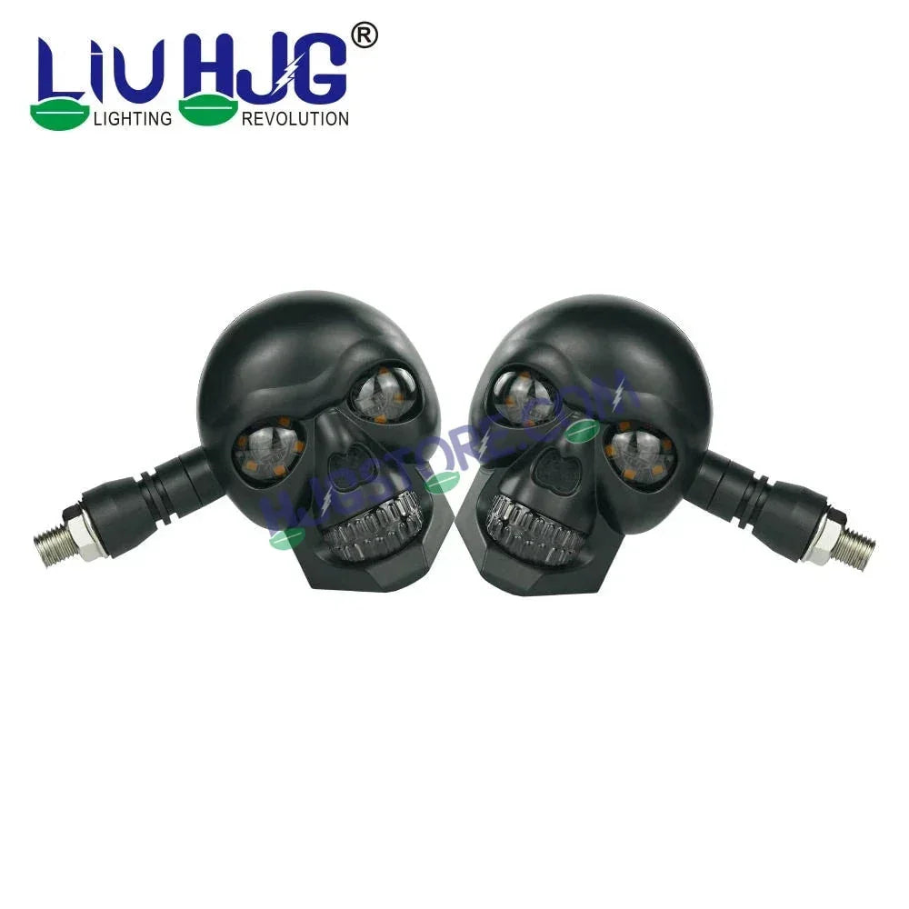 HJG Skull Indicator Skull Shape Turn Signal Lights Indicator Universal for All Bikes Models Turn Signal Lights Motorcycle Set of 2 LIU HJG Skull Indicator - Biker.Store - www.biker.store
