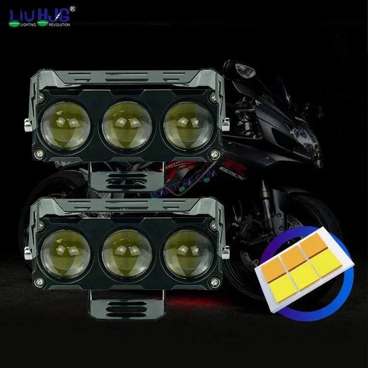 HJG Future Eyes 3 Lens 90W 3 Lens MEGA DRIVE Fog Light For Bike/Car/Thar/Jeep ( Cool White, 45W each * 2 = 90W Total ) - Pack of 2 Future Eyes 3 Lens - Biker.Store - www.biker.store