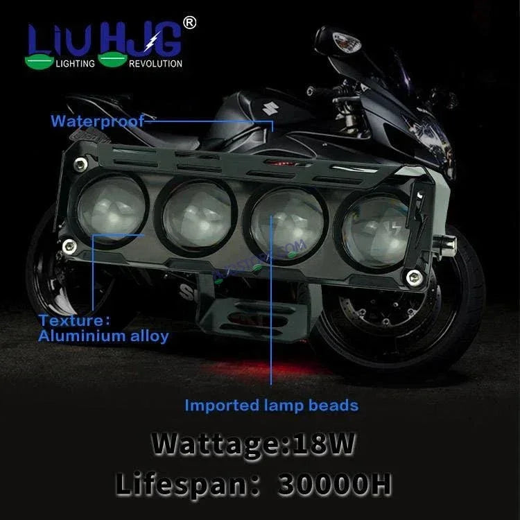 HJG Future Eyes 4 Lens 120W 4 Lens MEGA DRIVE Fog Light For Bike/Car/Thar/Jeep ( Cool White, 60W each * 2 = 120W Total ) - Pack of 2 Future Eyes 4 Lens - Biker.Store - www.biker.store