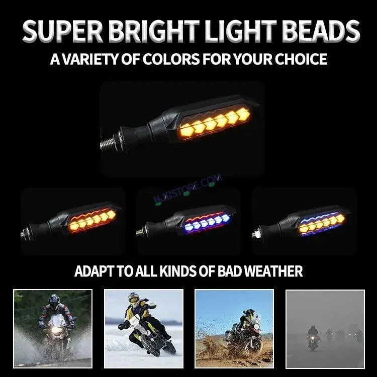HJG Indicator Round Waterproof Flexible Blinker Bright LED Indicators Universal For All Bike Models Motorcycle Turn Signal Lights HJG Indicator with DRL 231114 - Biker.Store - www.biker.store