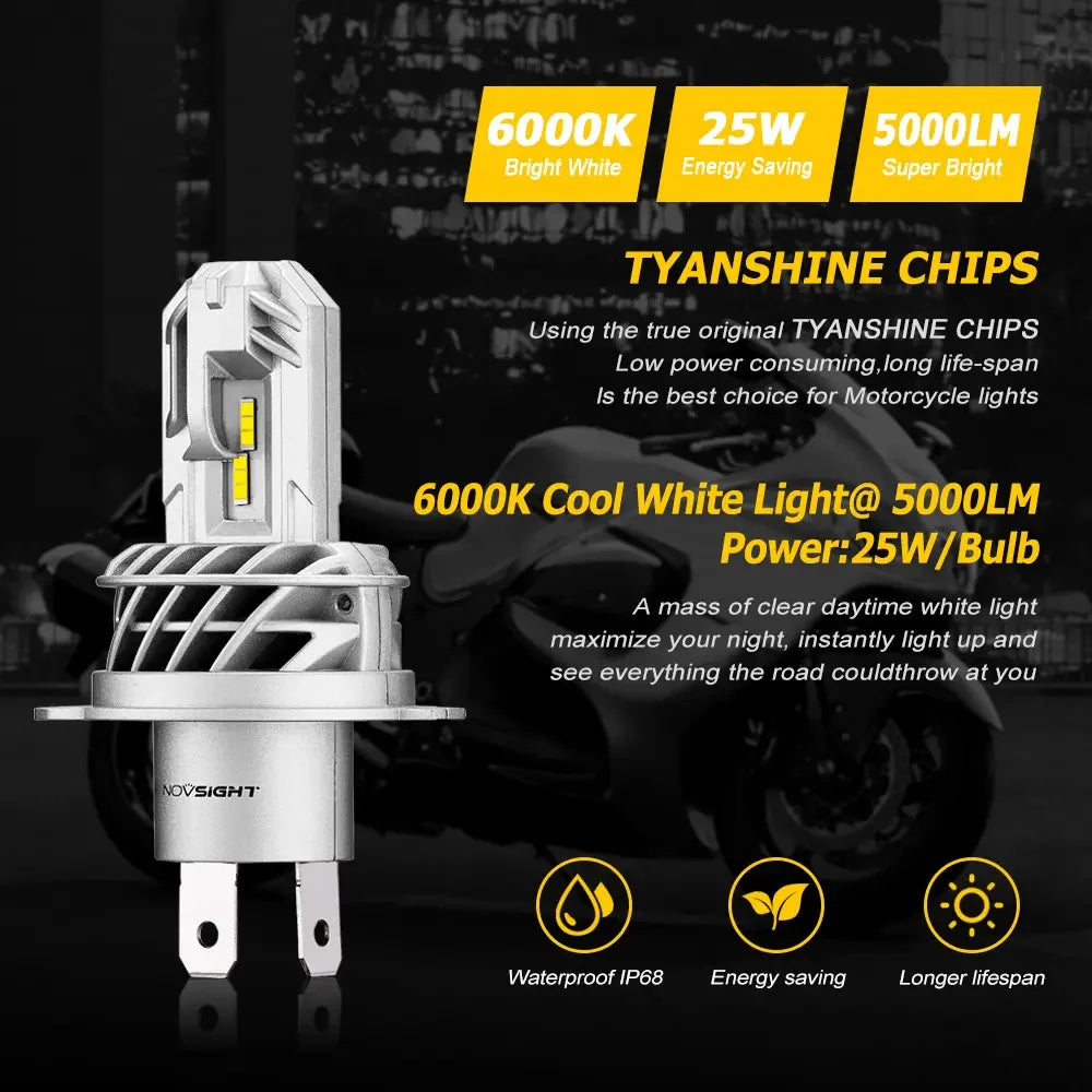 NightEye Novsight High/Low Beam 40W LED 10000 Lumens Super Bright White Headlight H4 motorcycle universal led headlight - Biker.Store - www.biker.store