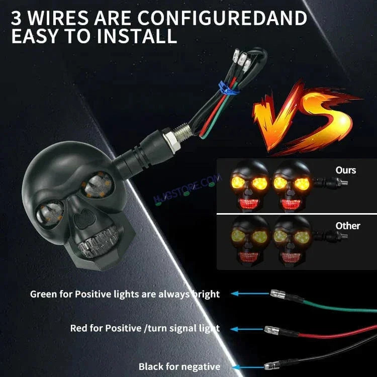 HJG Skull Indicator Skull Shape Turn Signal Lights Indicator Universal for All Bikes Models Turn Signal Lights Motorcycle Set of 2 HJG Skull Indicator - Biker.Store - www.biker.store