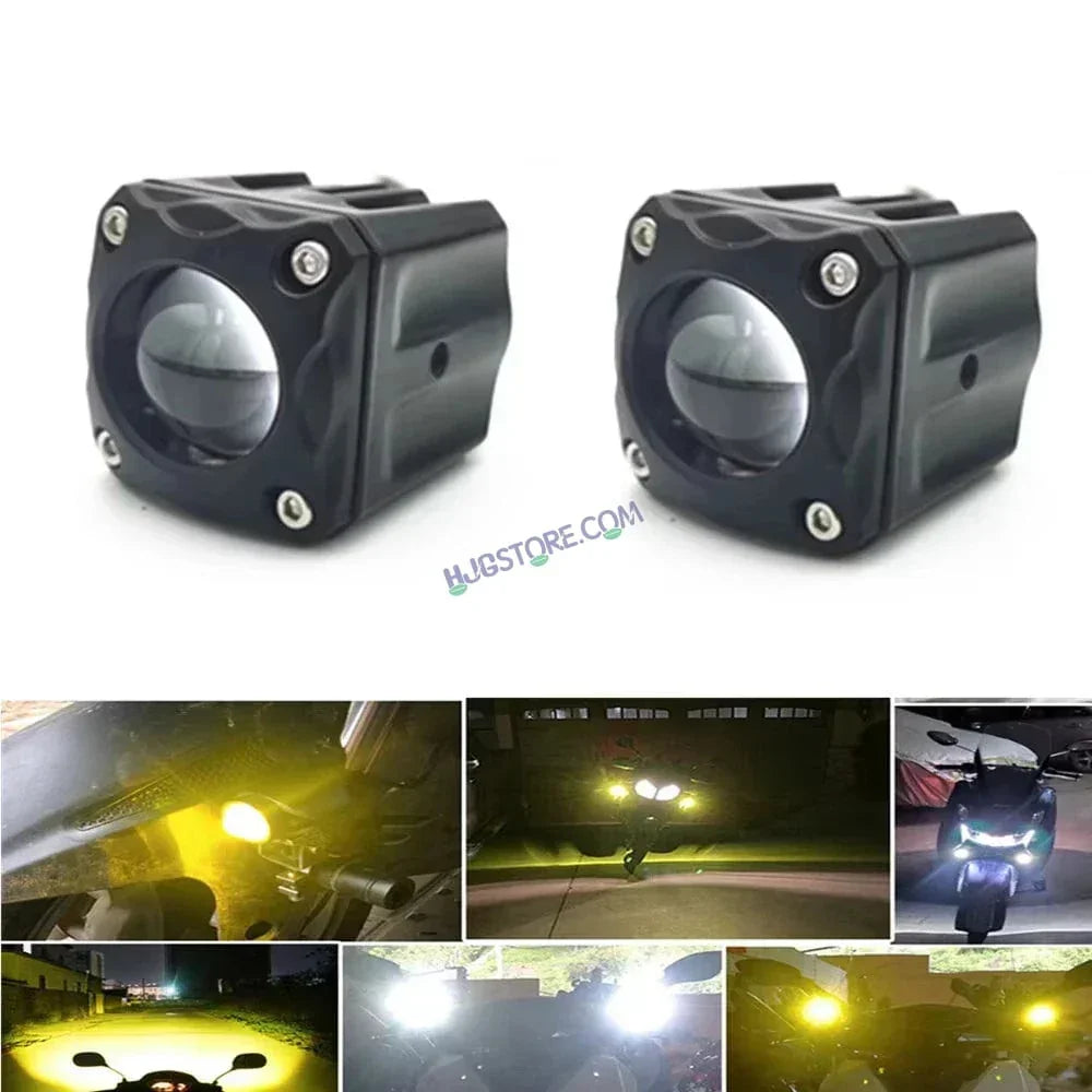 HJG 120W Tri Color Lemon Green Foglight HJG Original Lime Green Mini Drive V6 Red DRL White Yellow Mini Drive Red Devil Eye, Lemon Green Light, White, Yellow Color With Canbus Wiring HJG Lemon Green Tri Color Fog light 120W, 4 Colours, 120W - Biker.Store - www.biker.store