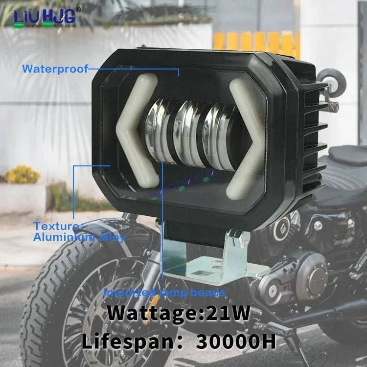 HJG Arrow DRL Square Original Foglight 120W 4 Lens Dual Color White/Yellow LED Foglights (Set of 2) (Copy) - Biker.Store - www.biker.store
