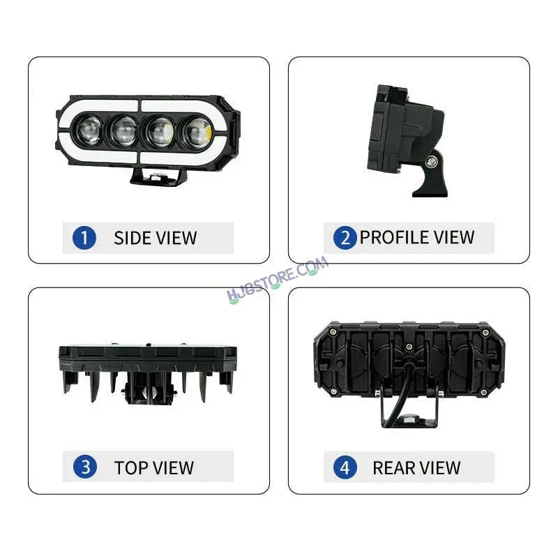 HJG 4 Lens with RGB Ring DRL 4 Projector Lens 2pc Foglight with RGB Ring 4 LED Projector Fog 120W with RGB DRL Foglight Ultra Wide Dual Intensity LED Fog Lights White/Yellow/RGB DRL Projector (120W) Universal For All Cars & Bikes LIU HJG 4 Lens RGB Ring - Biker.Store - www.biker.store