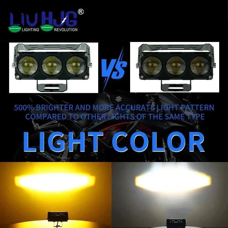 HJG Future Eyes 3 Lens 90W 3 Lens MEGA DRIVE Fog Light For Bike/Car/Thar/Jeep ( Cool White, 45W each * 2 = 90W Total ) - Pack of 2 Future Eyes 3 Lens - Biker.Store - www.biker.store