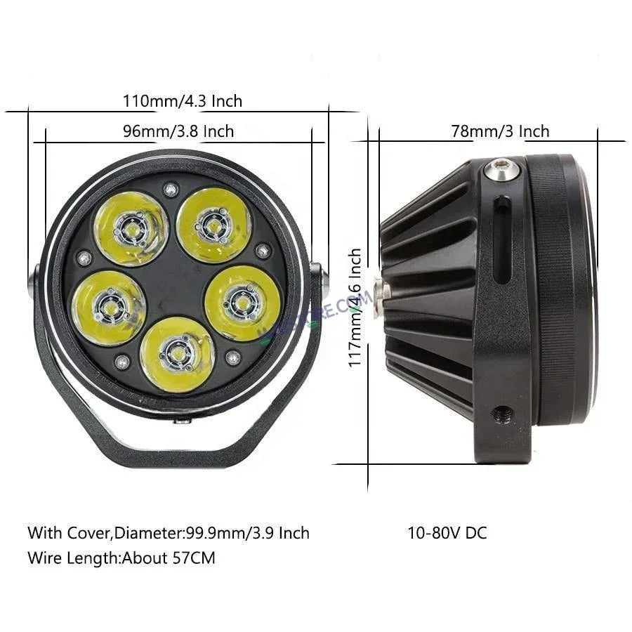 HJG 5 LED 100W Round CREE Foglight Foglamp with Yellow Cover 100W 5 LED HJG 100W 5 LED Car Accessories Led Headlights Lights Led Fog Lights For Motorcycle Car SUV Lights, Set of 2 with Wiring Harness Kit HJG 5 LED Round 100W - Biker.Store - www.biker.store
