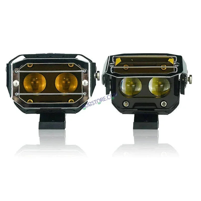 HJG Transformer 2 LED Projector Foglight 140W with Slider Yellow Filter Cap Wide Spread White/Yellow 140W 2pc Foglight Ultra Wide Dual Intensity LED Driving Fog Lights 3000K/6500K Universal For All Cars & Bikes LIU HJG Transformer 2 LED Foglight, Set of 2 - Biker.Store - www.biker.store