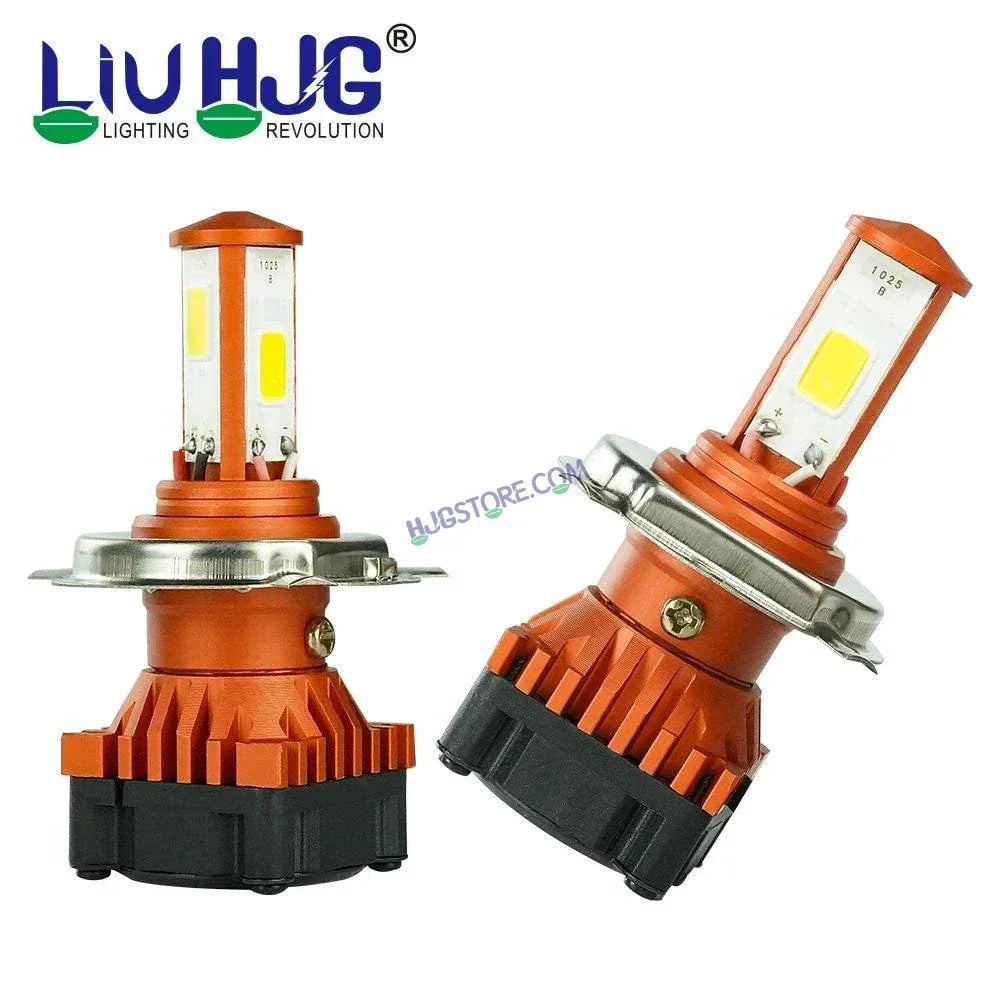 HJG H4 White LED Headlight Bulb H4 For All Motorcycles (Low and High Beam Bulbs (White) White 50W, Pack of 1) - Type H4 - Biker.Store - www.biker.store