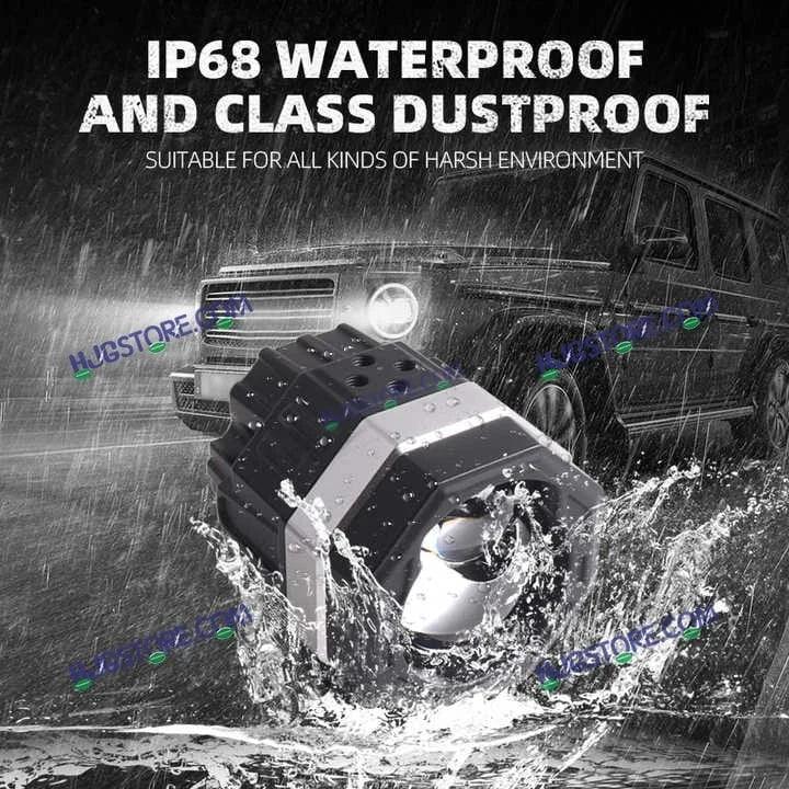 HJG 125 Fog Dual Lens 120W Foglight New Model with Power Adaptor Foglight Ultra Wide Dual Intensity LED Driving Fog Lights White/Yellow (2*60W = 120W Total) Universal For All Cars & Bikes - Biker.Store - www.biker.store