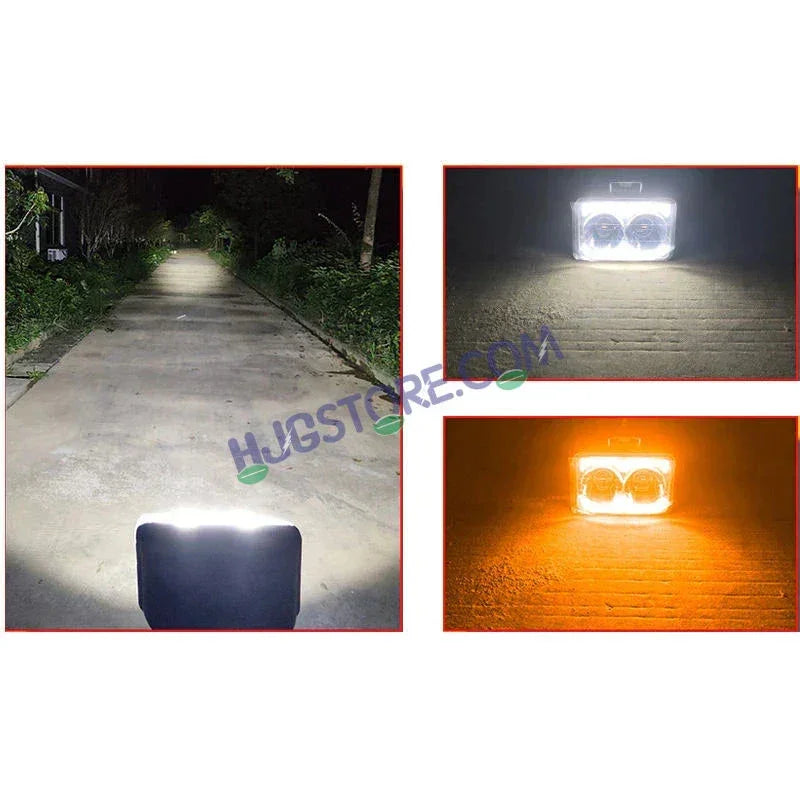 HJG W09 5x7" Classic Square Foglight Headlight 51W 6.5" Foglight White/Yellow DRL Dual LED Foglight Amber/White DRL White Light 51W Foglight Ultra Wide Dual Intensity LED Driving Fog Lights Universal For All Cars & Bikes LIU HJG Classic W09 6.5 Inch Fog - Biker.Store - www.biker.store