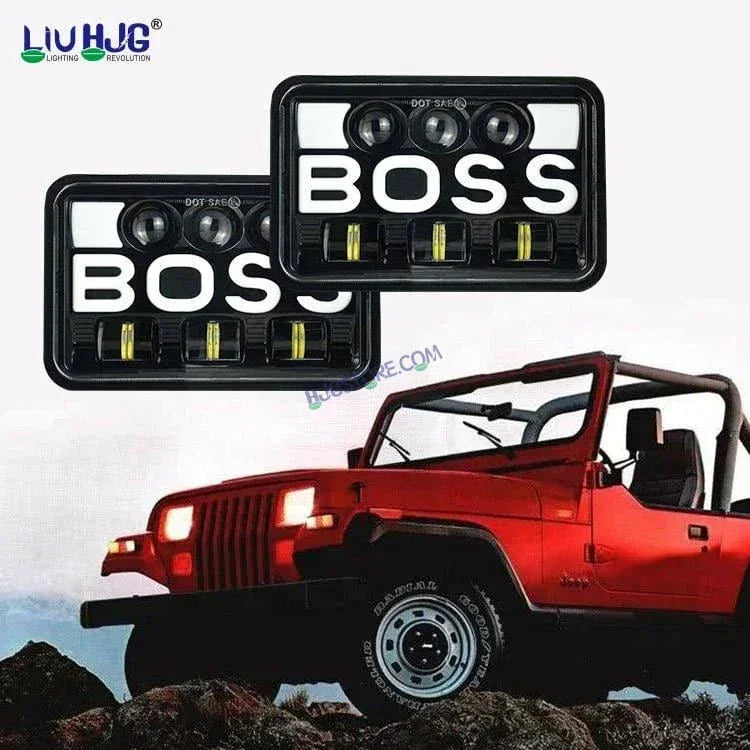 HJG Boss Headlight Assembly Square 12v 45w 4x6" 5x7" Inch Led Headlights For Jeep, Splendor 231224 - Biker.Store - www.biker.store
