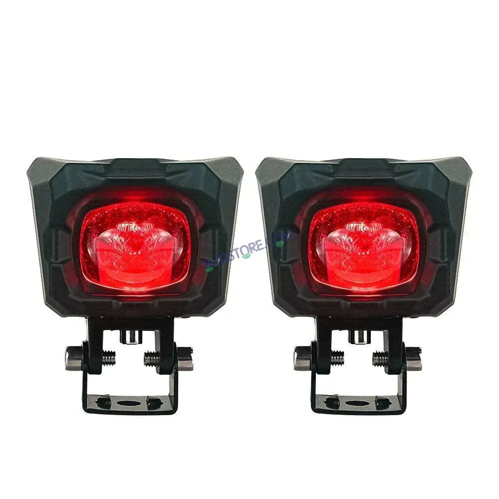 HJG New Model 150W Foglight Projector Lens with Devil Red DRL Future Eyes 150W MEGA DRIVE Fog Light For Bike/Car/Thar/Jeep ( Cool White, 75W each * 2 = 150W Total ) - Pack of 2 - Biker.Store - www.biker.store