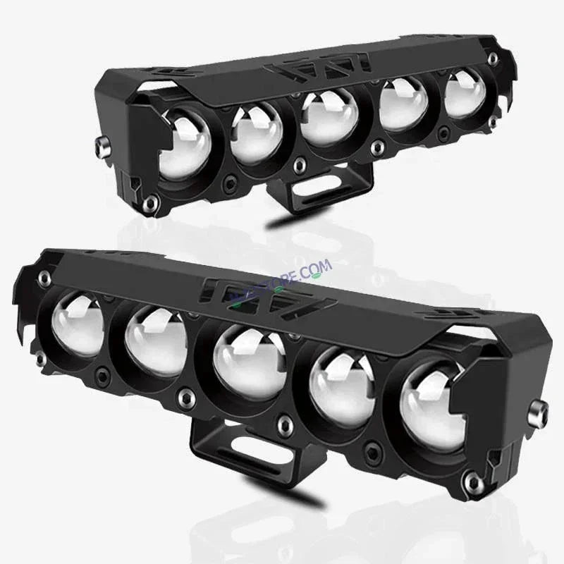 HJG Future Eyes 5 Lens HJG 5 Lens Without Fan NEW MEGA DRIVE Fog Light For Bike/Car/Thar/Jeep ( Cool White/Yellow/Warm White/Flash/Red DRL ) - Pack of 2 Future Eyes 5 Lens with Red DRL HJG - Biker.Store - www.biker.store