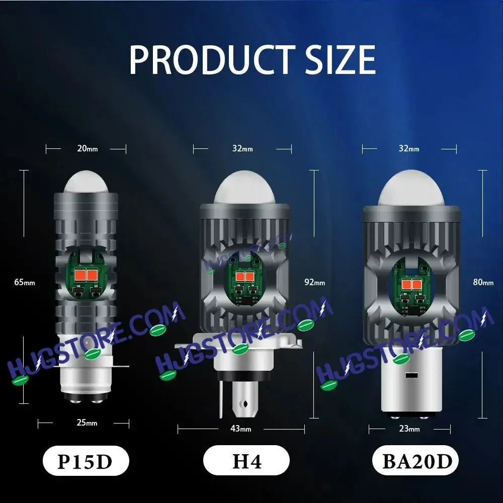 HJG H4 Lens Red Devil Lens New Model Red White Yellow LED Headlight Bulb H4 For All Motorcycles (Low and High Beam Bulbs (White/Yellow/Red) Red DRL White Yellow 50W Lens) - Type H4 - Biker.Store - www.biker.store