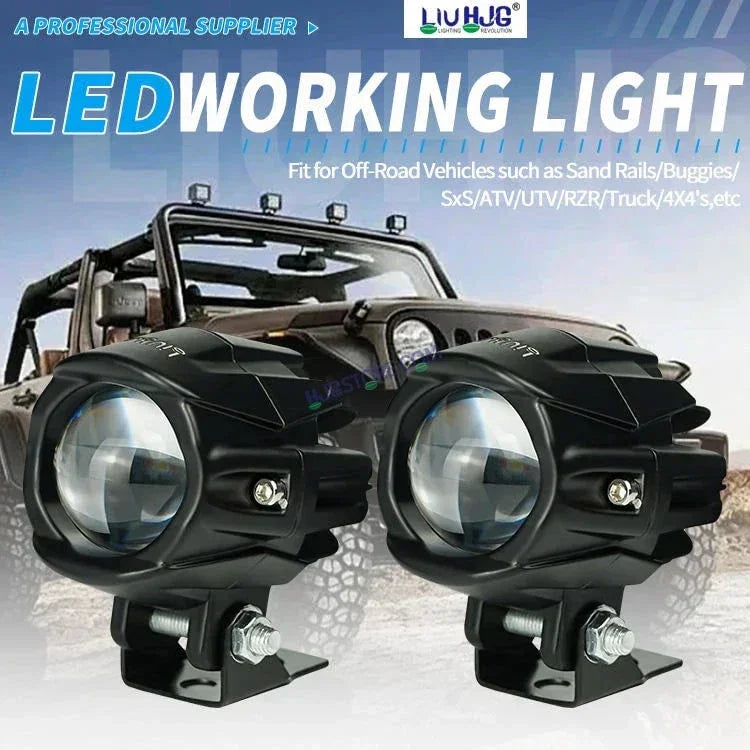HJG New Model Alien Projector LED Fog Light Single Projector Shot 6000 Lumens Fog Light For Bike/Car/Thar/Jeep ( Cool White/Yellow with Red DRL, 6000 LM each - Pack of 1 HJG Alien Projector Fog Light for Bikes and Cars High Power - Biker.Store - www.biker.store