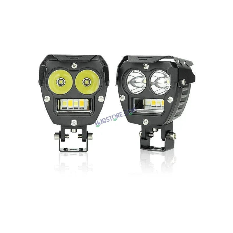 HJG 2 LED Robotic 140W Foglight with Spot and Wide Spread White/Yellow Light 140W Foglight Ultra Wide Dual Intensity LED Driving Fog Lights White/Yellow (2*70W = 140W Total) Universal For All Cars & Bikes LIU HJG Robotic 2 LED 140W Foglight White/Yellow - Biker.Store - www.biker.store