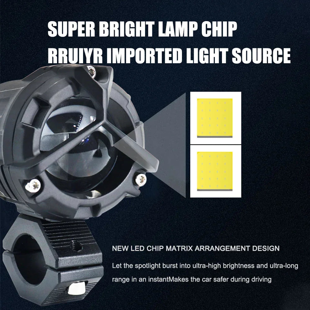 Mercedes Y Lens Foglight Ultra Wide Dual Intensity LED Driving Fog Lights White/Yellow (2*45W = 90W Total) Universal For All Cars & Bikes - Biker.Store - www.biker.store