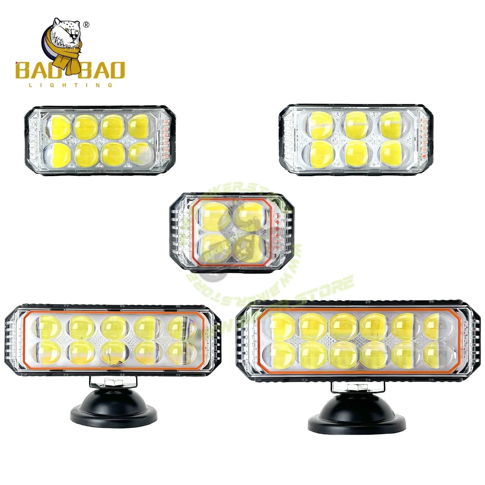 BaoBao 4 LED 30W Foglight White/Yellow/Red/Blue/Flash Mode Auxiliary Metal LED Fog Lamp Color-LED Driving Fog Light for Motorcycles Enhancing Nighttime Visibility, Universal, Pack of 1 - Biker.Store - www.biker.store