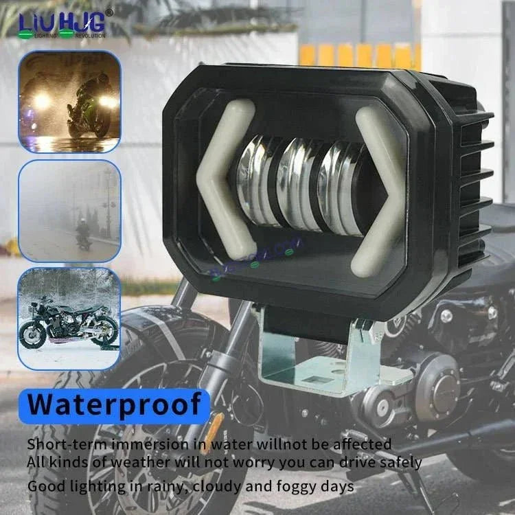 HJG Arrow DRL Square Original Foglight 120W 4 Lens Dual Color White/Yellow LED Foglights (Set of 2) (Copy) - Biker.Store - www.biker.store