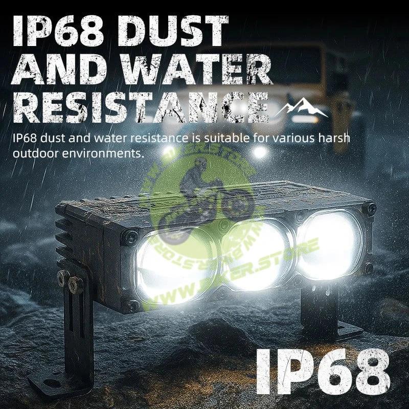 Genome Signature AUX3 3-Lens Grille Light – Super Compact, 16000 High Lumens, Dual Beam (140W/170W) with Blue HD Lens for Fog & Driving - Biker.Store - www.biker.store