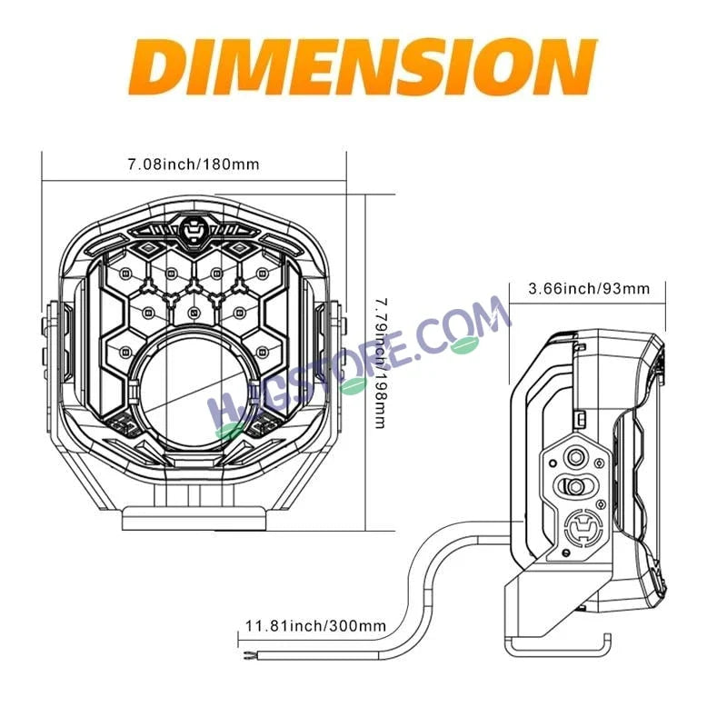 HJG GodsEye Side Shooter 1 LED with 8 CREE LED White/Red Off Road 7 inch 95W LED Headlight Spot Light Fog Light Universal For Bike, Truck, Jeep, Car Bike Led Headlights LED Fog Lights For Motorcycle Car SUV Lights, Pack of 1 LIU HJG GodsEye Side Shooter - Biker.Store - www.biker.store