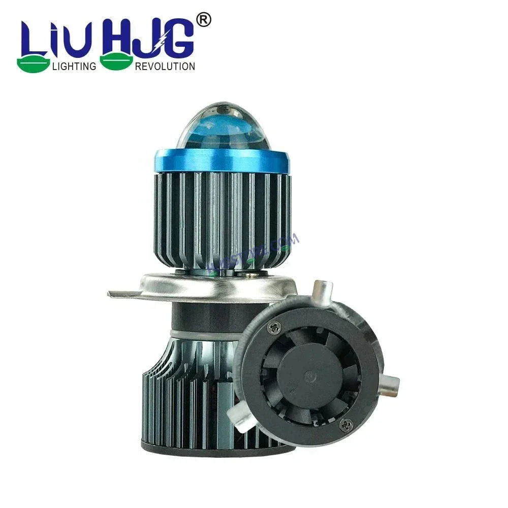 HJG H4 Lens White Yellow LED Headlight Bulb H4 Metallic Body For All Motorcycles, Car, SUV (Low and High Beam Bulbs (White) White Yellow 50W Lens) - Type H4 - Biker.Store - www.biker.store