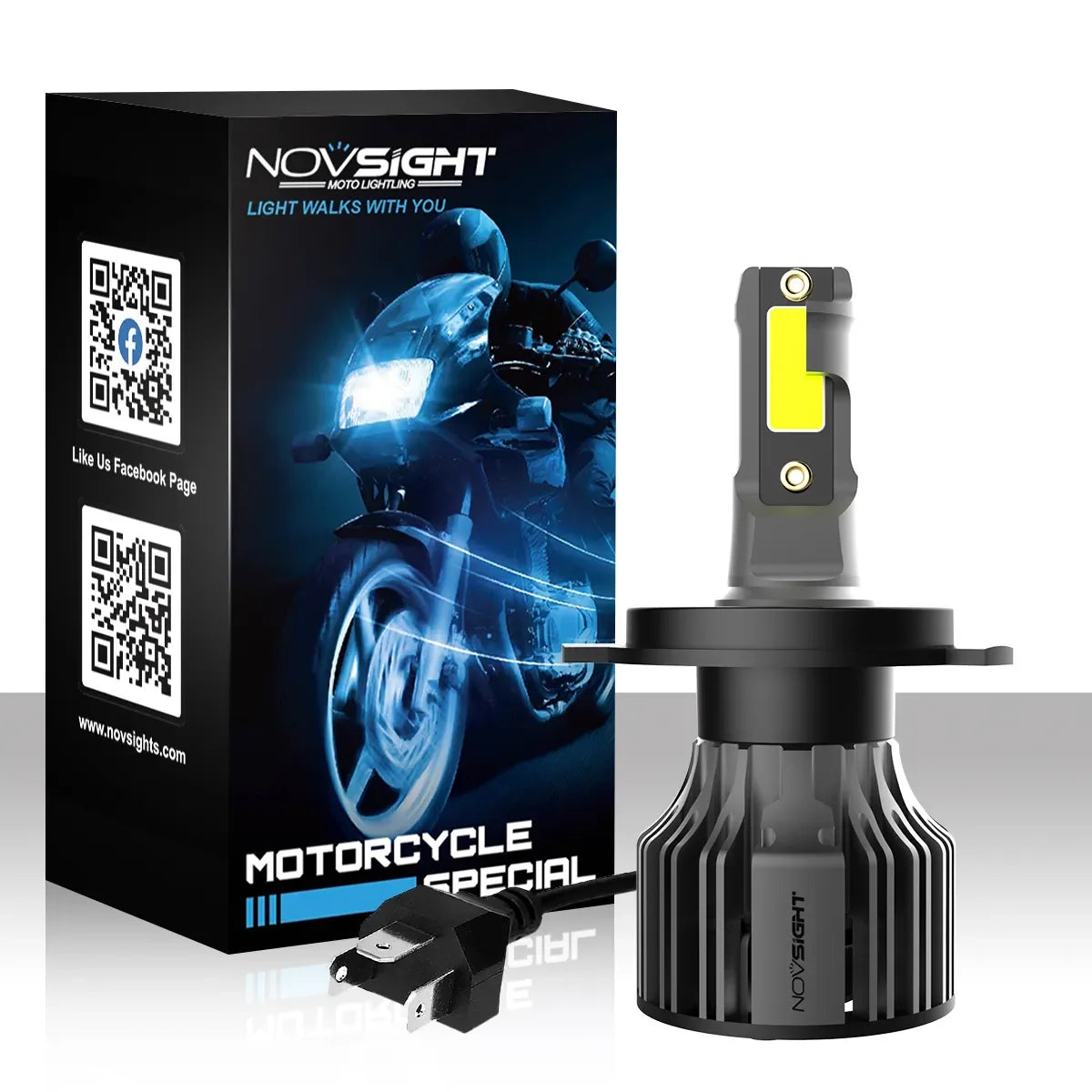 NightEye Novsight High/Low Beam 36W Led 6000K White Headlight H4 Motorcycle Universal LED Headlight For Bike - Type H4 - Biker.Store - www.biker.store