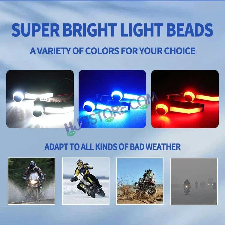 HJG Knuckle Guard with Handle Light Combo with White/Blue/Red DRL Mode and Running Yellow Turn Signals Universal for Motorcycles for Hand Protection Red DRL/White/Running Yellow Turn Signal Universal For All Bikes LIU HJG Knuckle Guard Hand Guard with DRL - Biker.Store - www.biker.store