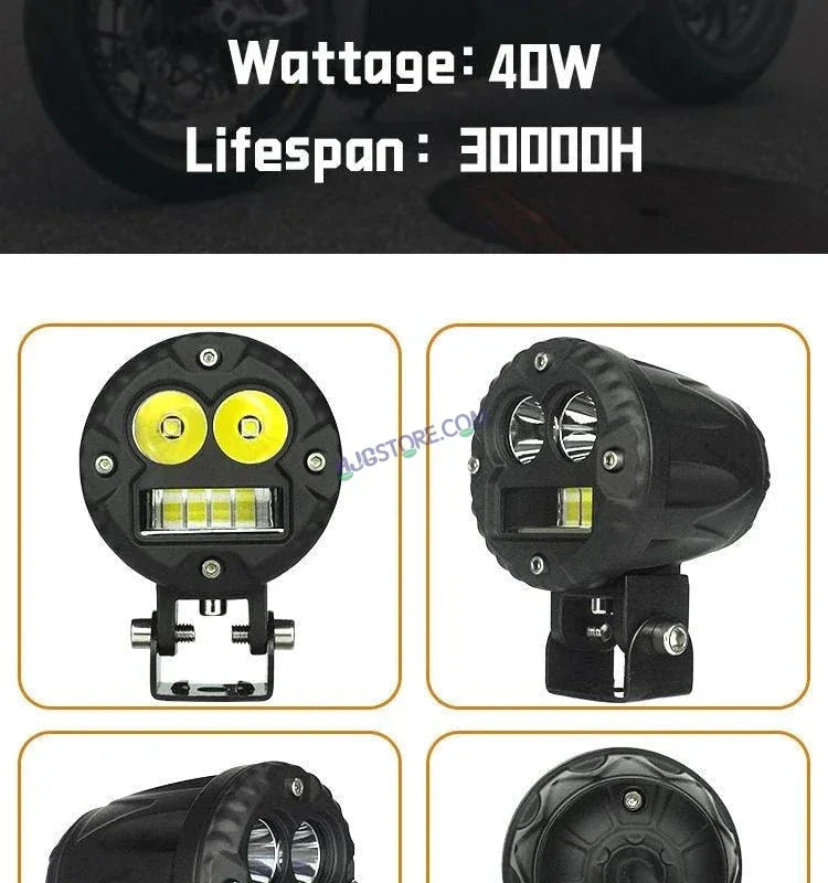 HJG LED Foglight Alien Motorcycle Light 40w Auxiliary Led Spotlights Mini Fog/driving Lights For Motorcycle White/yellow Motorbike Led Lights, Set of 2 - Biker.Store - www.biker.store