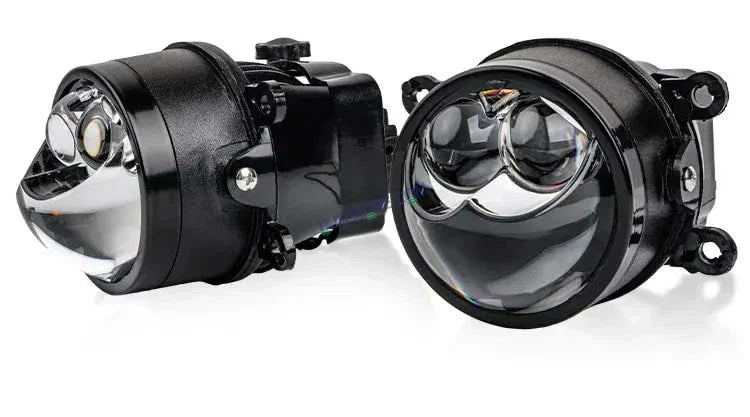 HJG 3 Inch Bi LED Car Projector 140W H8/H9/H11/H16 Foglight with Laser Spot and Wide Spread Red DRL/White/Yellow/Warm White Light 140W Foglight Ultra Wide Dual Intensity LED Driving Fog Lights 3000K/4300K/6500K Universal For All Cars & Bikes H8/H9/H11/H16 - Biker.Store - www.biker.store