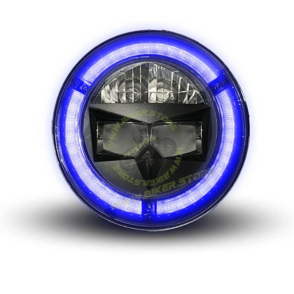 Genome 150W 7 Inch Headlight Assembly Performance Edition (With Blue Welcome Light). Pack of 2 - Biker.Store - www.biker.store