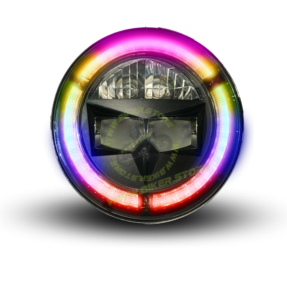 Genome 120W 7 Inch Headlight Assembly Matrix Edition (With RGB Welcome Light), Pack of 2 - Biker.Store - www.biker.store