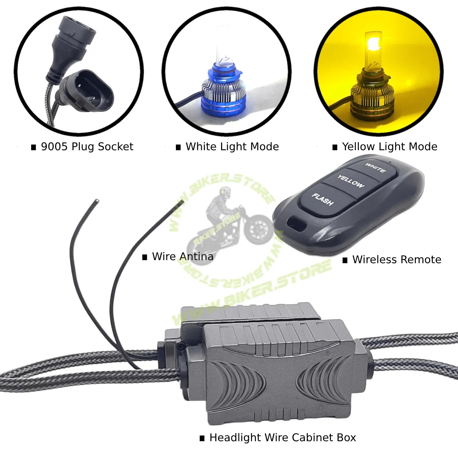 Ki Karry 300W YELLOW/WHITE CAR LED HEADLIGHT BULB WITH REMOTE CONTROL - Biker.Store - www.biker.store