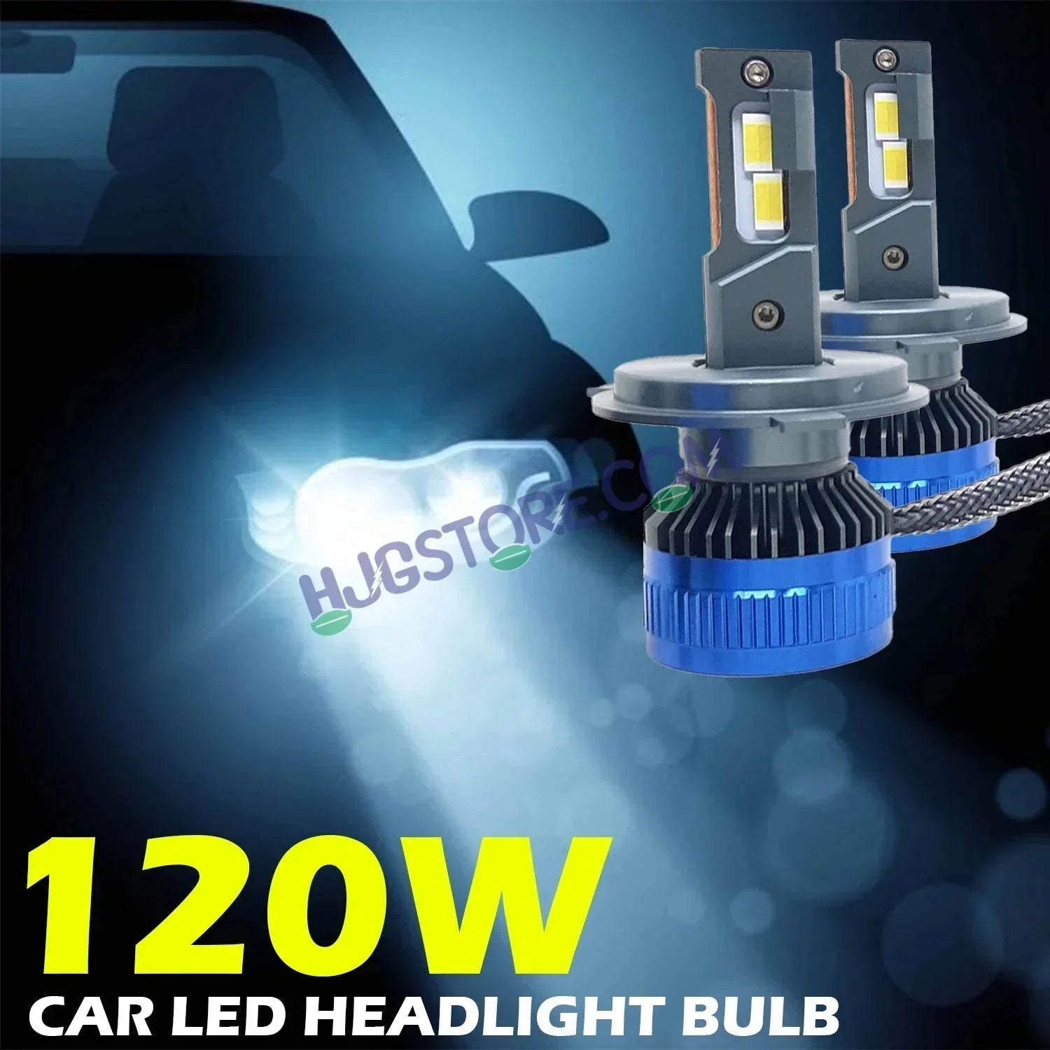 HJG 120W H4 2pc LED Headlight Bulbs H4 Adjustable Holder LED Bulb AC/DC Headlight White 6500K 120W Headlight Bulbs for Bike Car LED Light H4 Hi/Lo Beam Headlight 12V/24V for Bike/Car, LIU HJG 120W H4 Socket Bulbs Pack of 2, H4 Socket - Biker.Store - www.biker.store