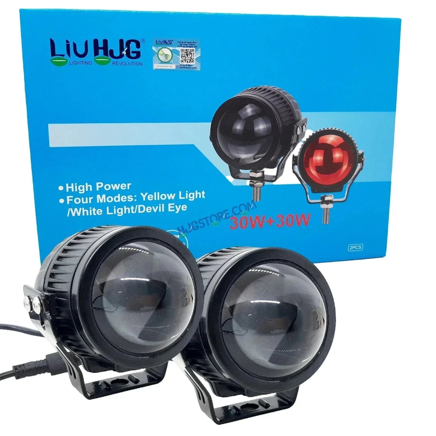 HJG New J37 Single Projector Lens 2pc Foglight Single LED Projector Fog Lens 60W with Red DRL Foglight Ultra Wide Dual Intensity LED Fog Lights White/Yellow/Red DRL Projector (60W) Universal For All Cars & Bikes LIU HJG J37 Projector Lens Power Efficient - Biker.Store - www.biker.store