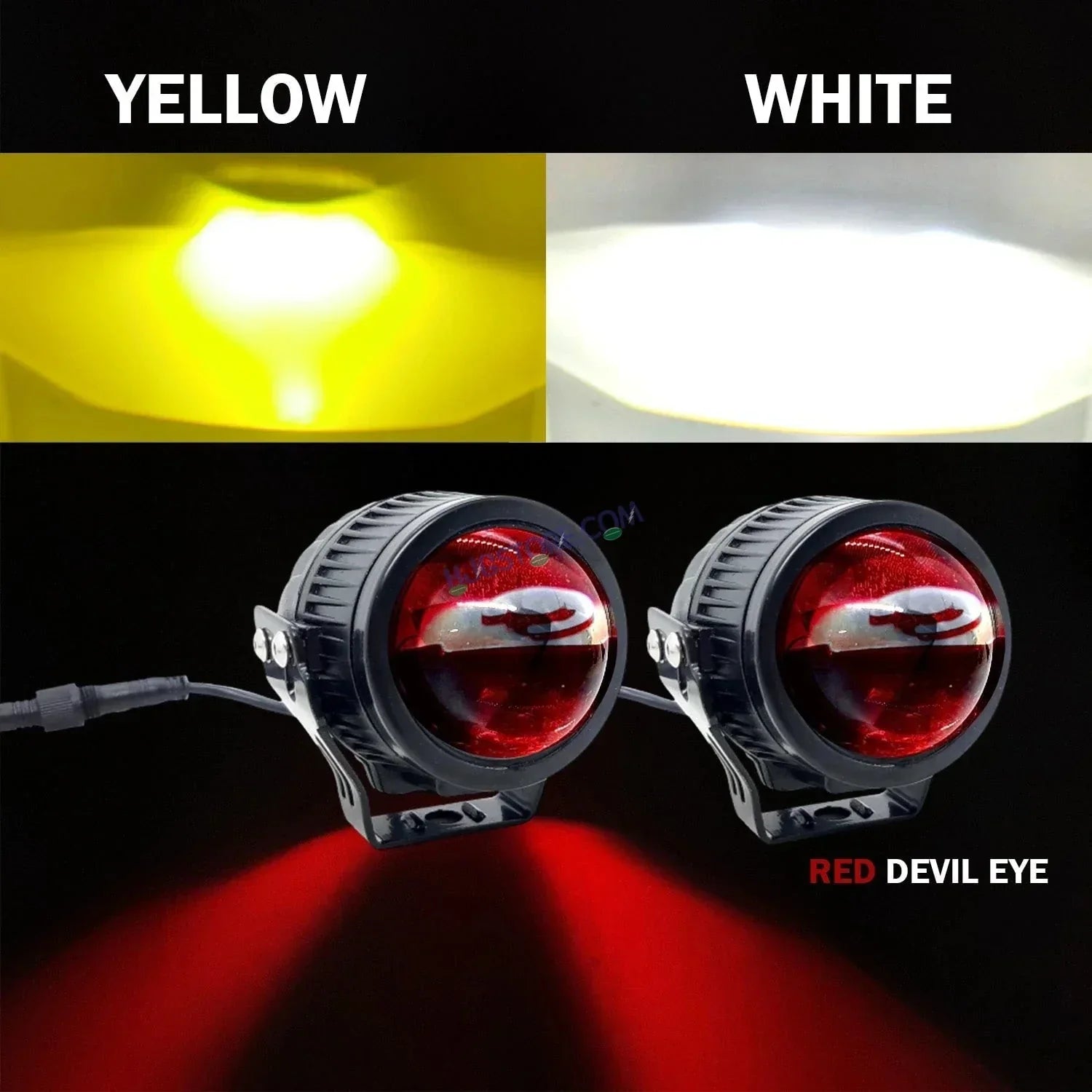 HJG New J37 Single Projector Lens 2pc Foglight Single LED Projector Fog Lens 60W with Red DRL Foglight Ultra Wide Dual Intensity LED Fog Lights White/Yellow/Red DRL Projector (60W) Universal For All Cars & Bikes LIU HJG J37 Projector Lens Power Efficient - Biker.Store - www.biker.store