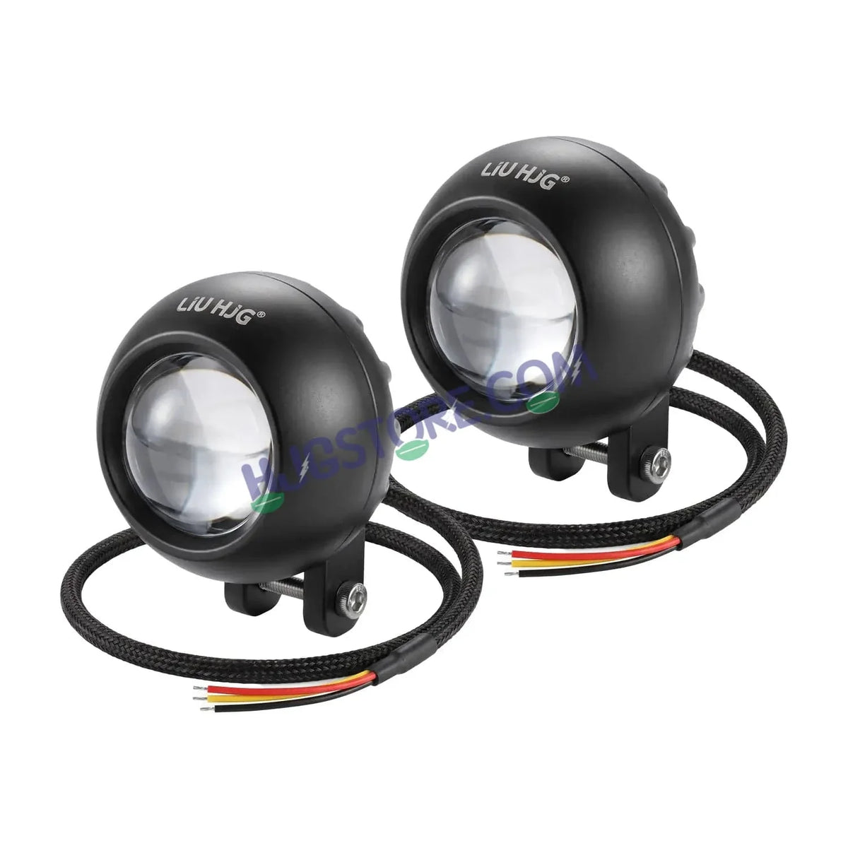 HJG Poki Foglights Mini Golf Ball Projector LED Fog Lights | 40W 12,000LM Super Bright Dual Shot | Cool White & Yellow with Red DRL & Flash Mode | Universal Fit for Bike, Motorcycle, Car, Thar & Jeep (Pack of 2) - Biker.Store - www.biker.store