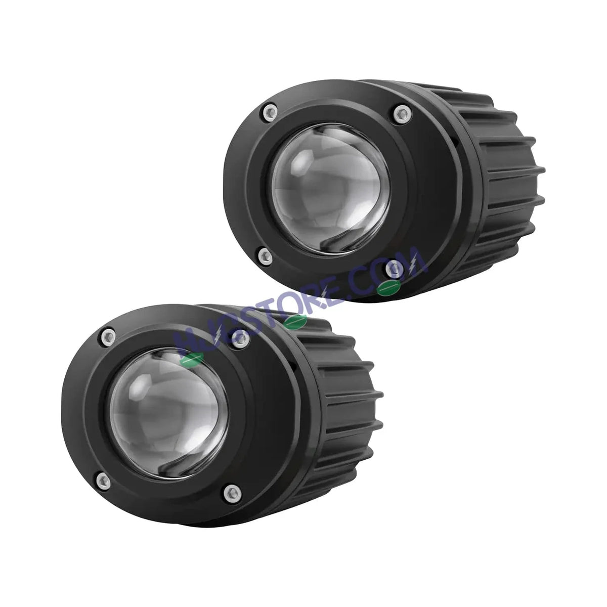 HJG Poki Foglights Mini Oval Projector LED Fog Lights | 40W 12,000LM Super Bright Dual Shot | Cool White & Yellow with Red DRL & Flash Mode | Universal Fit for Bike, Motorcycle, Car, Thar & Jeep (Pack of 2) - Biker.Store - www.biker.store